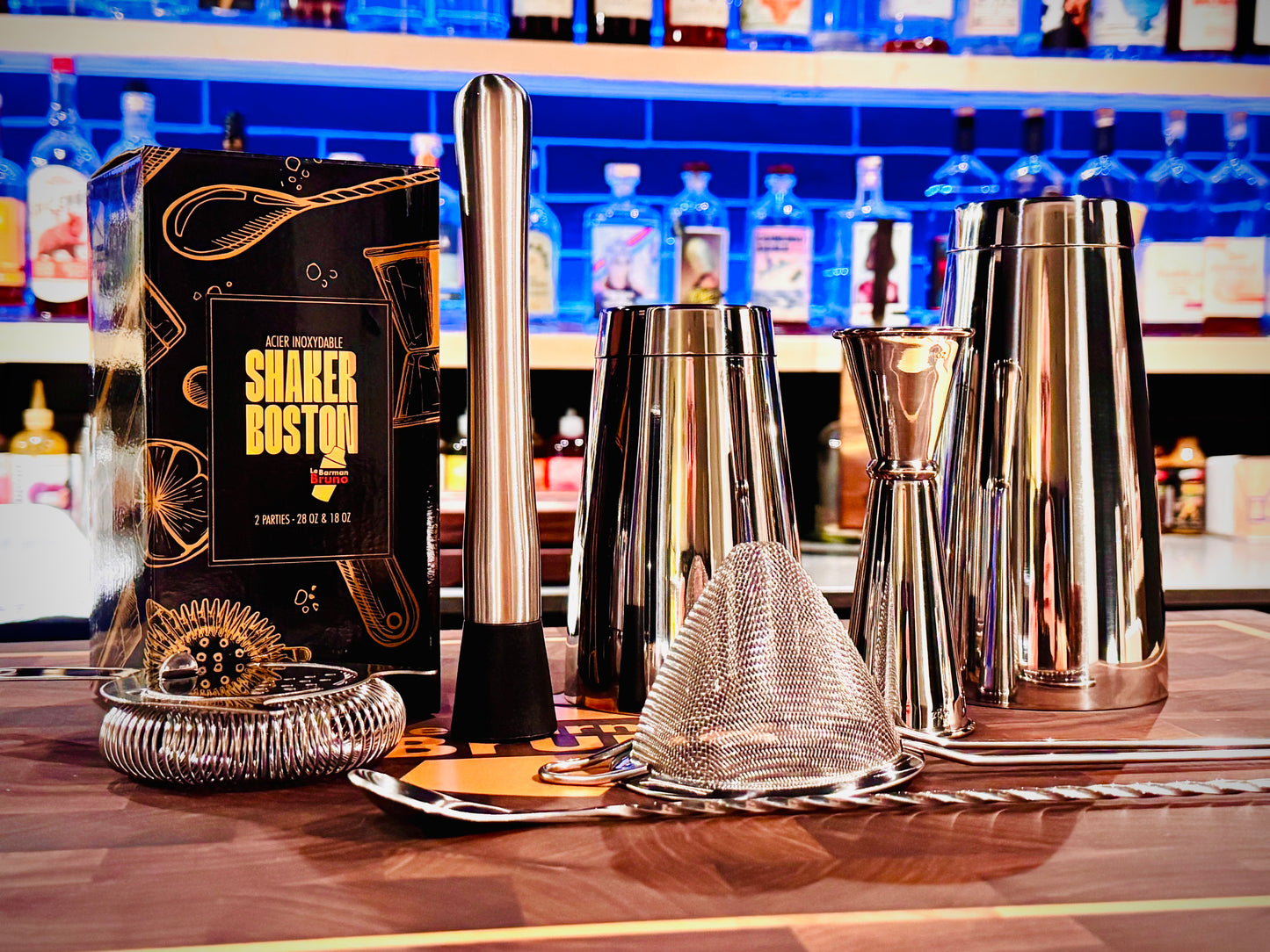 Kit de bartender professionnel – Shaker Boston Ouverture Facile™ Le Barman Bruno